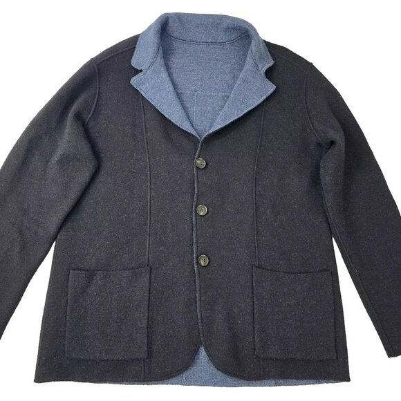Maurizio Baldassari Brera Reversible Knit Wool Swacket Blazer Cardigan 52 M - Picture 2 of 16
